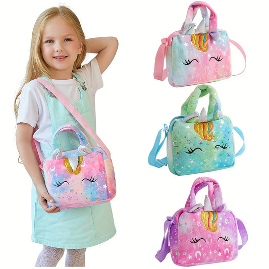 Random Color Cute Unicorn Corduroy Shoulder Bag - Animal Crossbody Purse, Perfect Gift for Girls