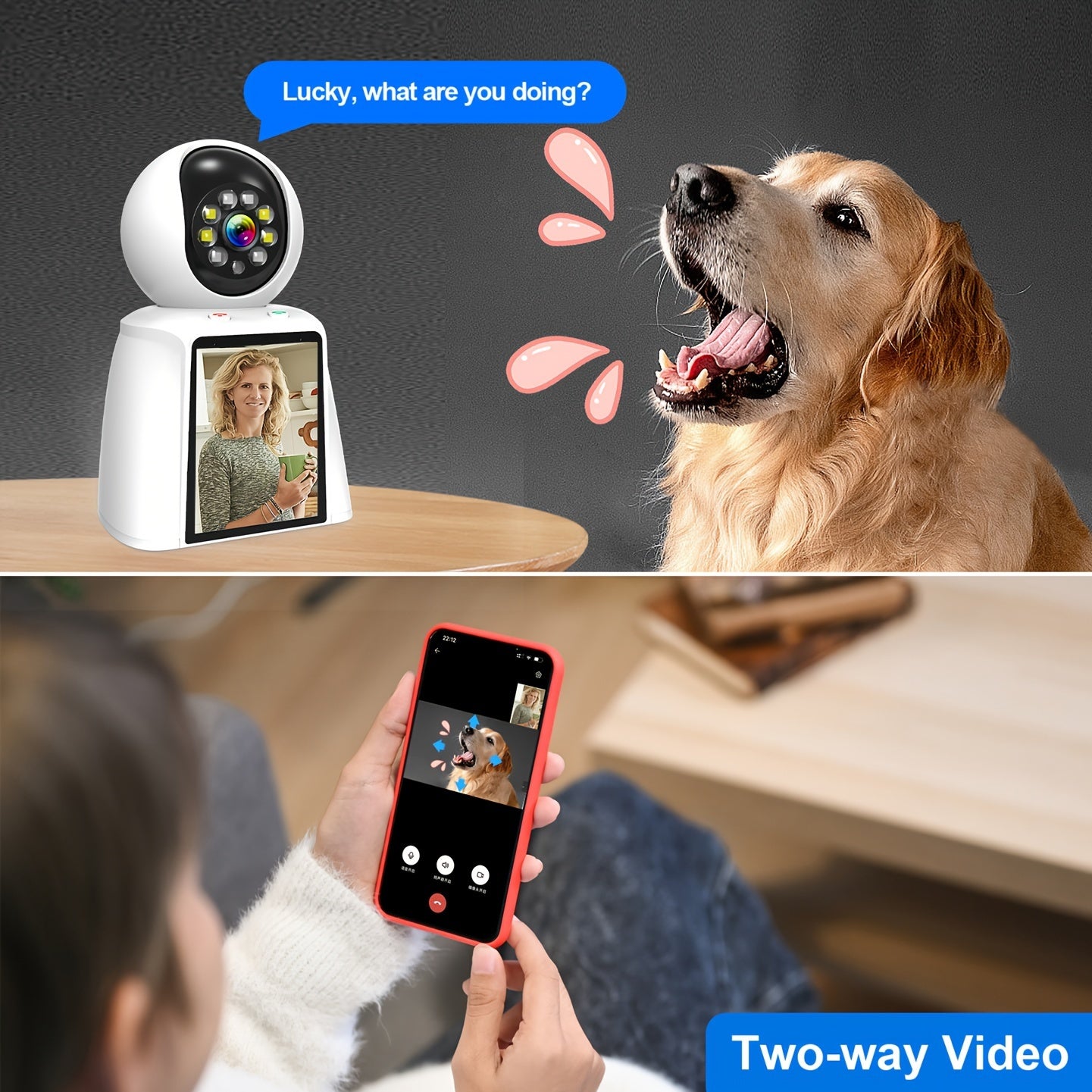 Xparkin ProCare 3MP HD WiFi Pet Camera - 3-Inch Screen, Two-Way Talking, Colorful Night Vision, AI Detection - Wireless Smart Cam for Indoor Home Security, Pet and  Elderly Monitoring