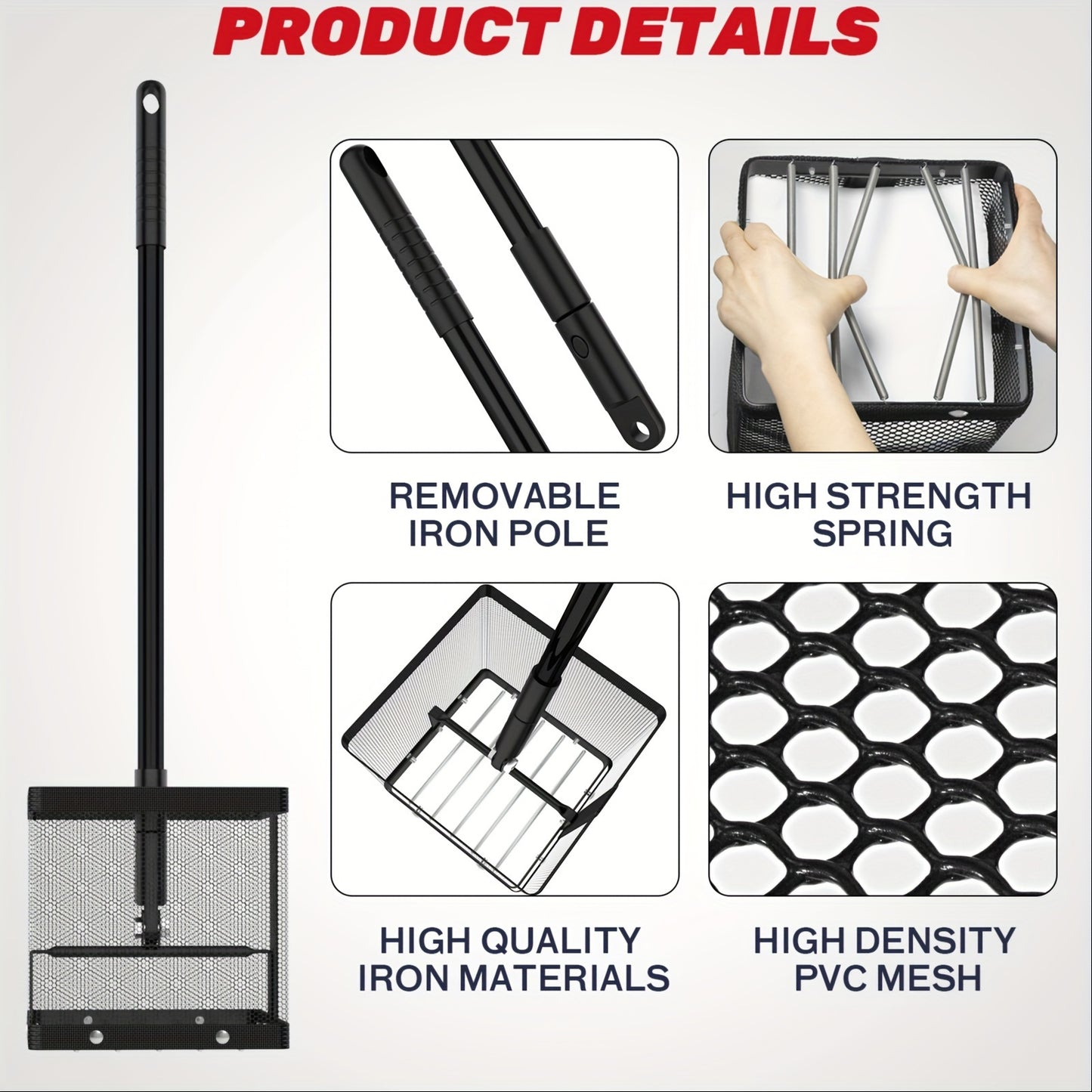 SAPLIZE Heavy-Duty Golf Ball Retriever - Extra-Large 75 Ball Capacity, Ultra-Sturdy and Long-Lasting Picker - Effortlessly Collect More Balls, Play Smarter!