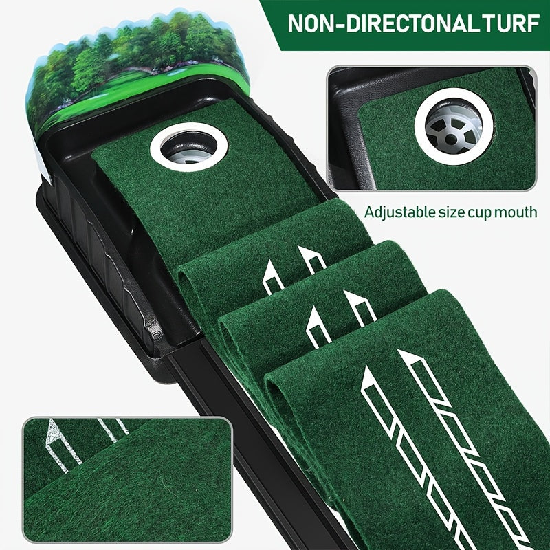 Huan Golf Accelerator Pro - Indoor Putting Mat with Auto Ball Return and Alignment Guides