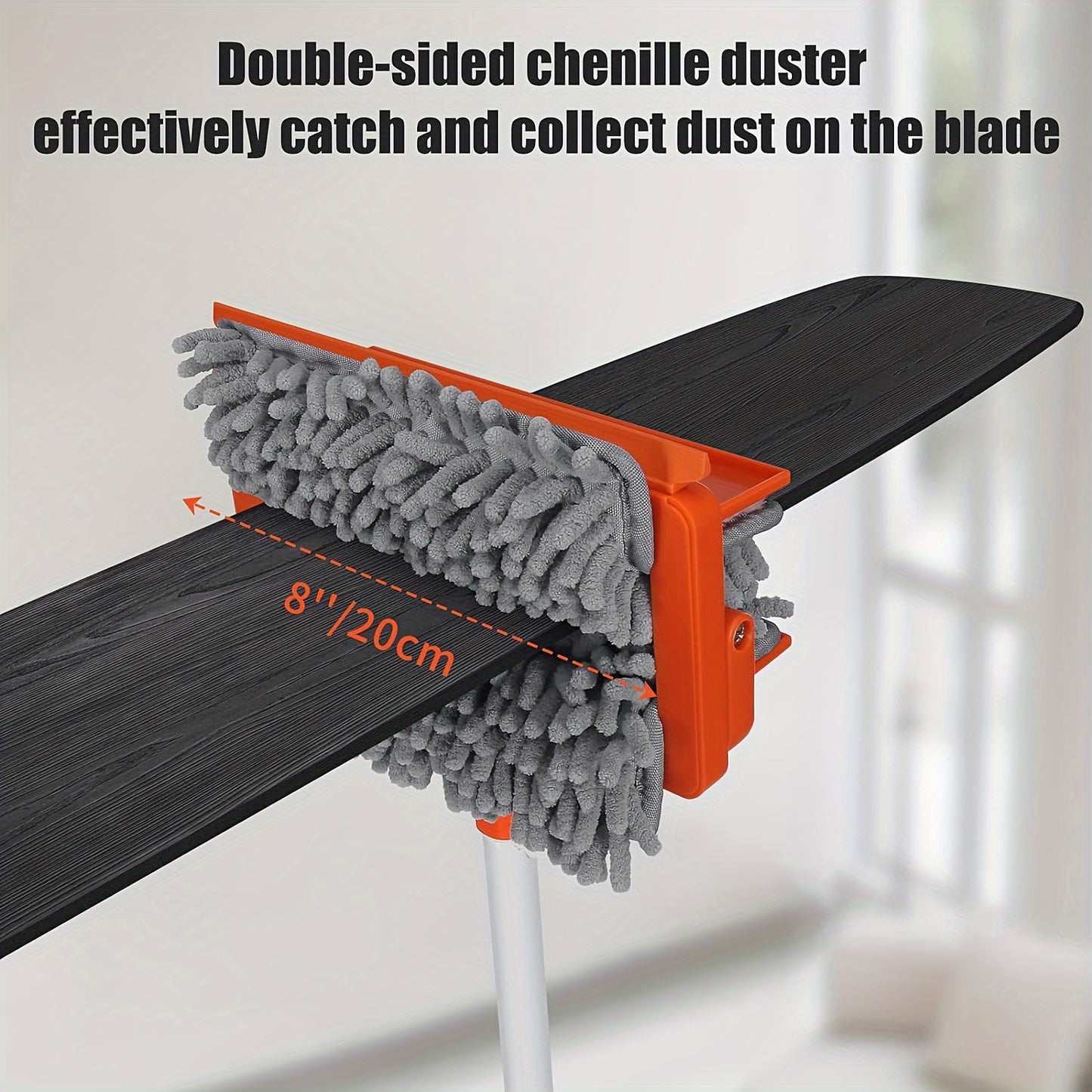 Extendable Ceiling Fan Duster - 62.5" Long Handle, Reusable Chenille and Microfiber Mop Head for Dusting Blades, Baseboards, Walls and Floors