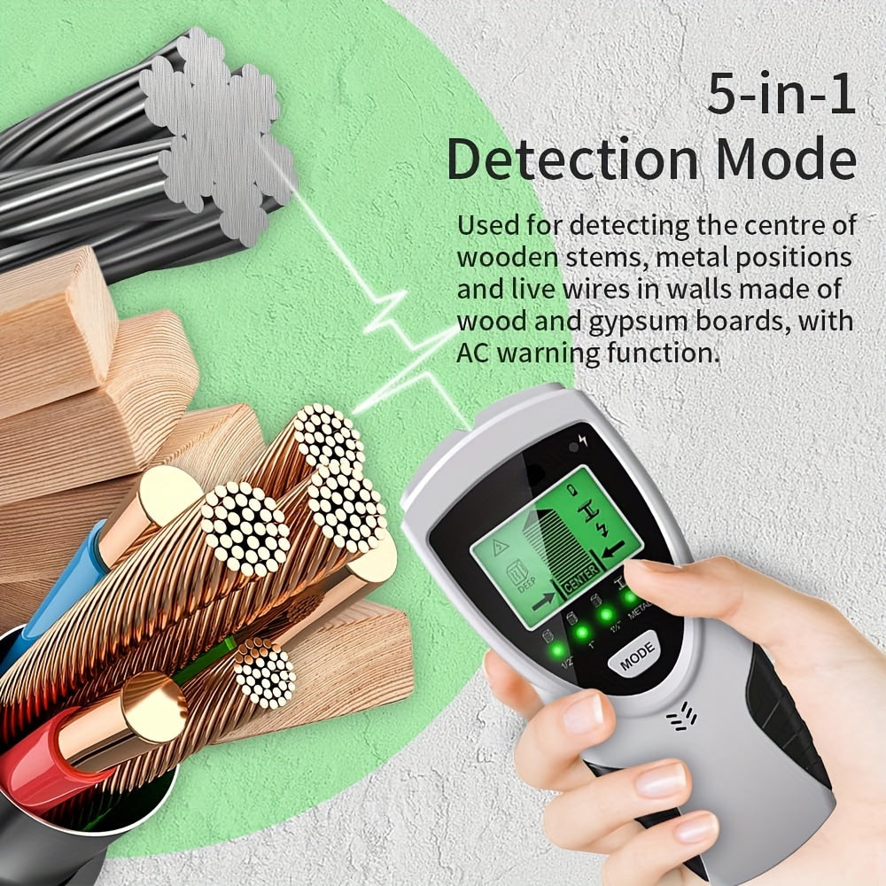 5 in 1 SHAWTY ProFinder Wall Scanner - Electronic Stud Detector with LCD Display, Audio Alarm, and Accurate Beam Finders for Wood, Metal, and AC Wire Detection