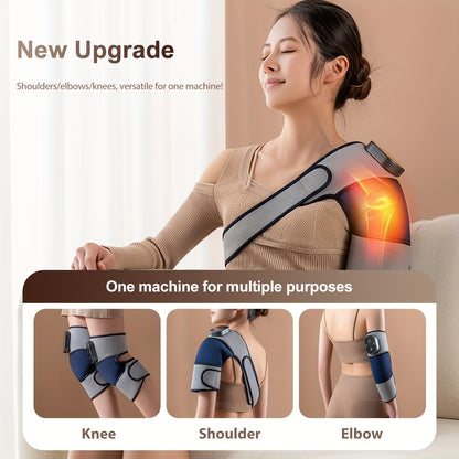 3 in 1 Electric Heated Massaging Knee Pads - Vibrating, 3 Speed Massage and 5-Speed Temperature Adjustable, Heating Leg Warmer with Shoulder and Elbow Pads