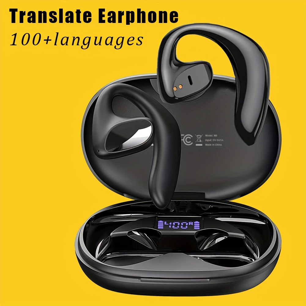 2 Way Real-Time Language Translator Earbuds – Supports 100+ Languages, USB Rechargeable, Long Battery Life – Ergonomic Design for Travel, Learning and Business