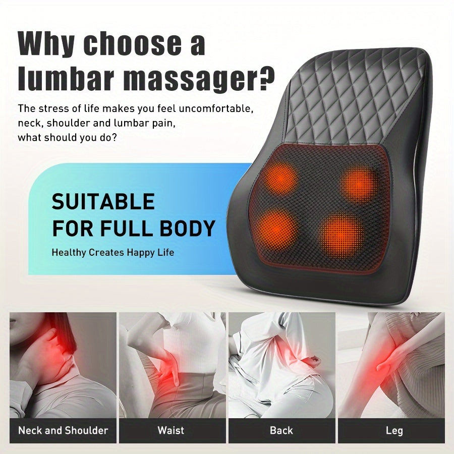 3D Kneading Back and Neck Massager with Heat - Versatile Massage Pillow for Shoulders, Legs, and Back - Perfect Holiday Gift for Family, Father's Day, and Mother's Day