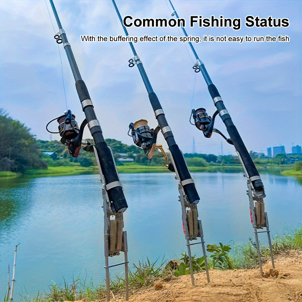 Auto-Deploy Fishing Rod Holder - Dual Spring, High Sensitivity, Hands-Free Design - Durable Stainless Steel for Anglers of All Levels