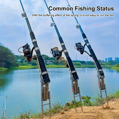 Auto-Deploy Fishing Rod Holder - Dual Spring, High Sensitivity, Hands-Free Design - Durable Stainless Steel for Anglers of All Levels