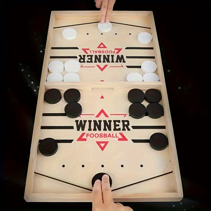 Family Fun Wooden Puck Game – Fast Sling Puck Board Game for Kids and Adults, Perfect Birthday Gift for Family Interaction