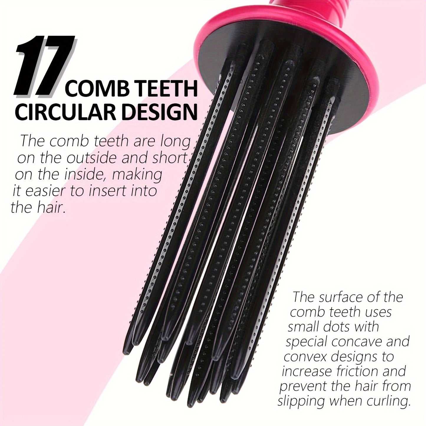 Plastic Hair Curler Comb – Round Brush for Blow Drying and Hair Styling