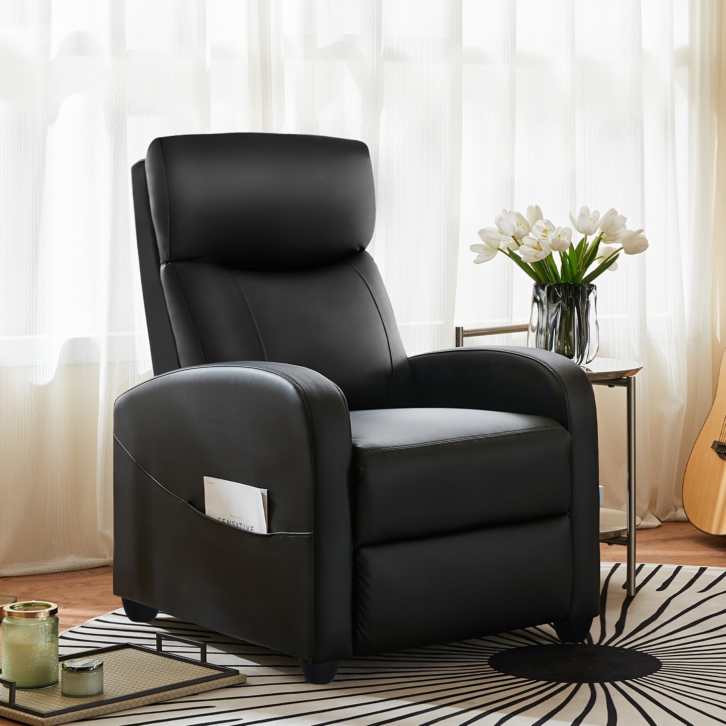 OLIXIS Massage Leather Recliner Chair: Single Sofa with Lumbar Support, Adjustable Backrest & Footrest, Perfect for Living Room and Bedroom