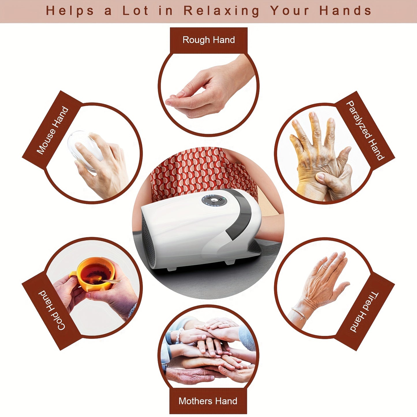 Hand Massager with Compression and Heating - Cordless, For Arthritis, Carpal Tunnel and Finger Numbness | Ideal Christmas and Father's Day Gift