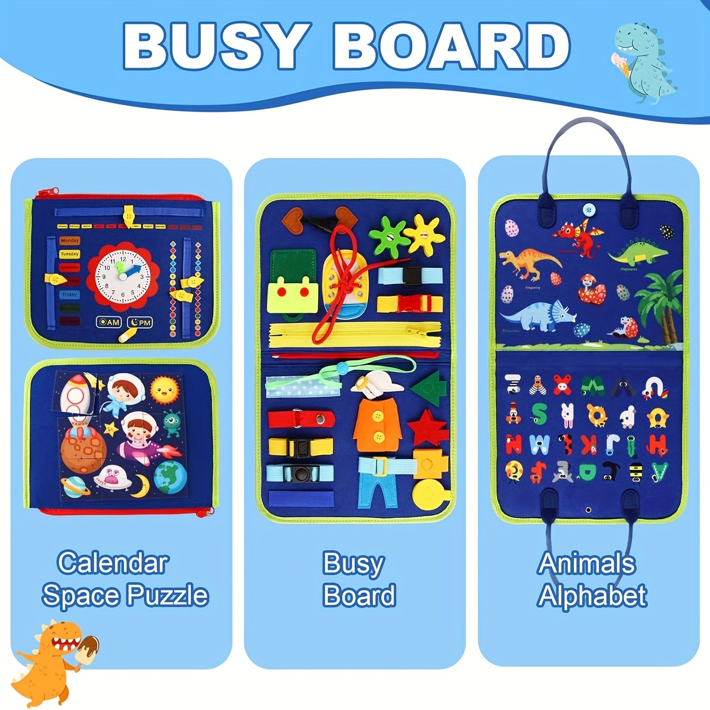 25 in 1 Busy Board Educational Toy for Toddlers 1-4 Years - Develops Fine Motor Skills, Ideal Travel Toy for Planes and Cars, Great for Christmas and Halloween Gifts