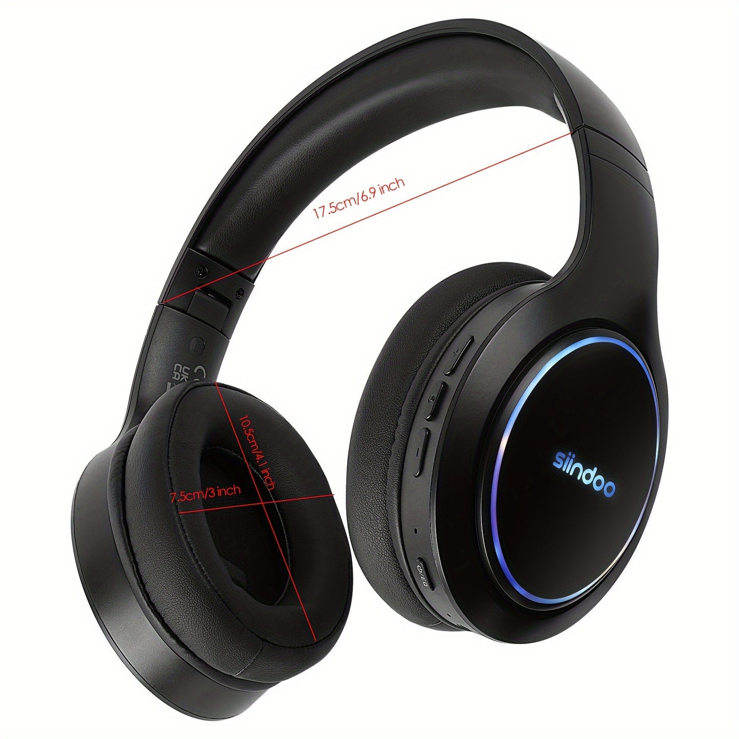 Siindoo Wireless Headphones - 1000mAh Battery, 120-Hour Playtime, 3 EQ Modes, Built-in Microphone, Compatible with Mobile Phones and Computers