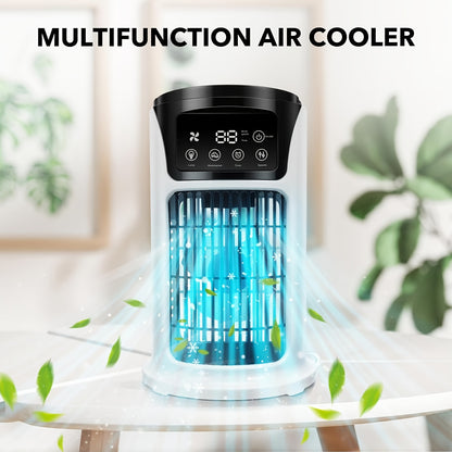 3-in-1 Portable Air Conditioner, Humidifier, Fan with Atmosphere Light – USB Powered, Ideal for Office and Home Use