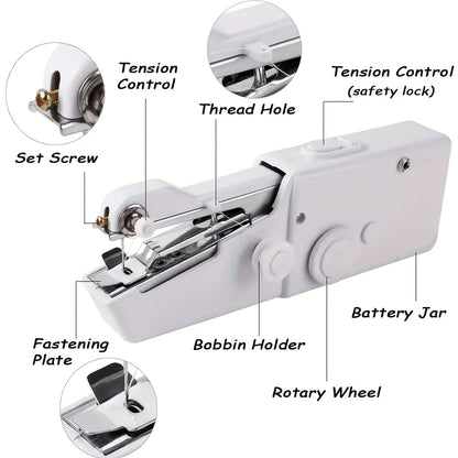 1pc Handheld Sewing Machine - Mini Portable Sewing Tool for Fabric and Clothing, Quick Stitch Device ( Battery Not Included, Requires 4 AAA Batteries )