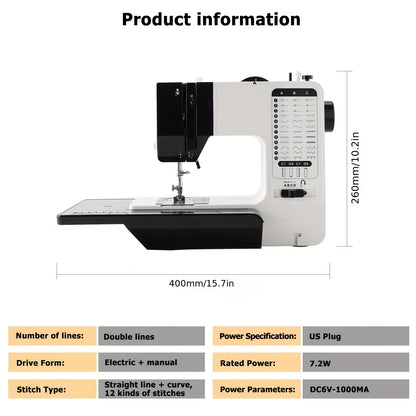 VIFERR Portable Sewing Machine - 38 Stitch Options with Extension Table and Pedal - Ideal for Beginners