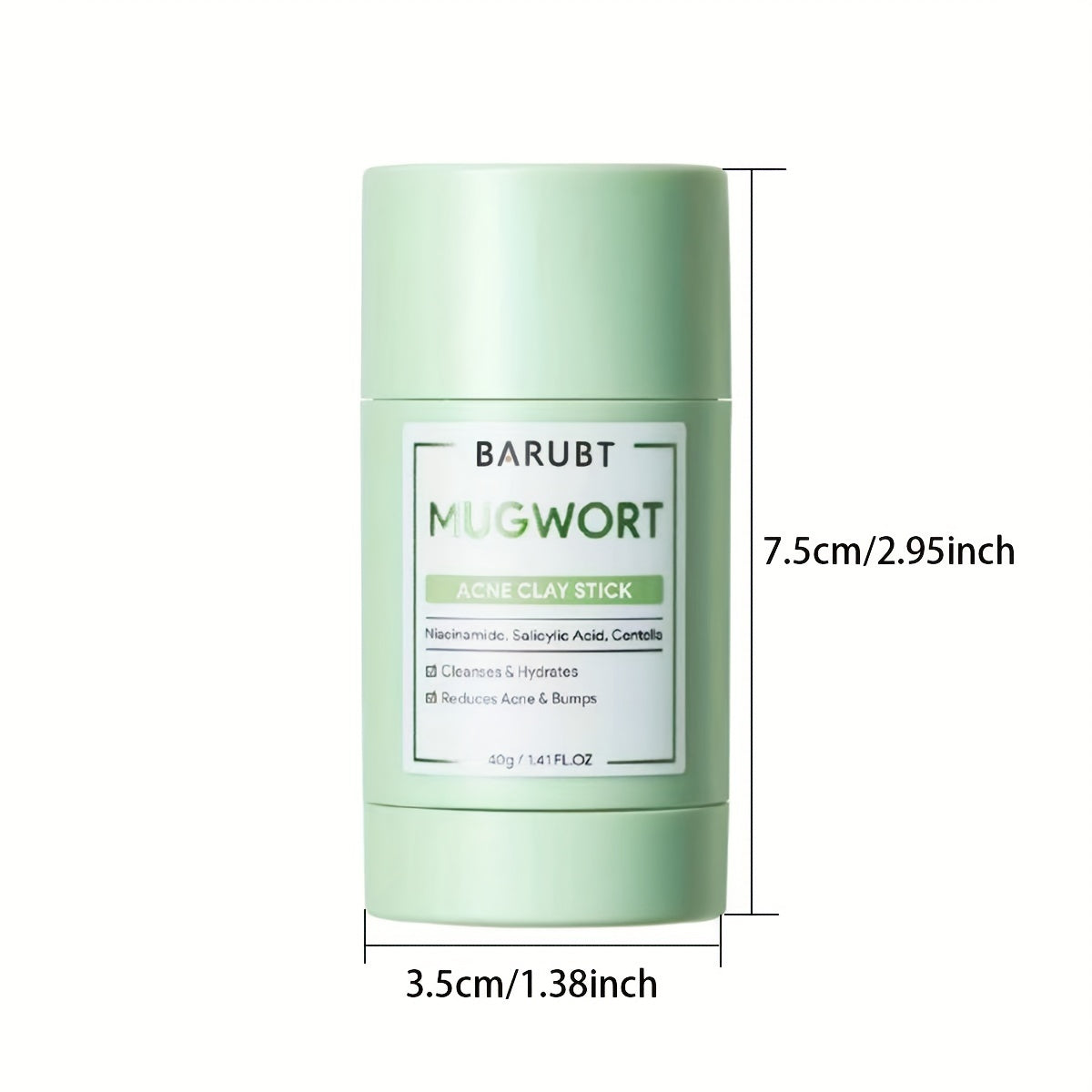 BARUBT Mugwort Acne Clay Stick – 40g Deep Cleansing Mask with Tea Tree Scent – Alcohol-Free, Oxalic Acid for Breakouts – Suitable for All Skin Types