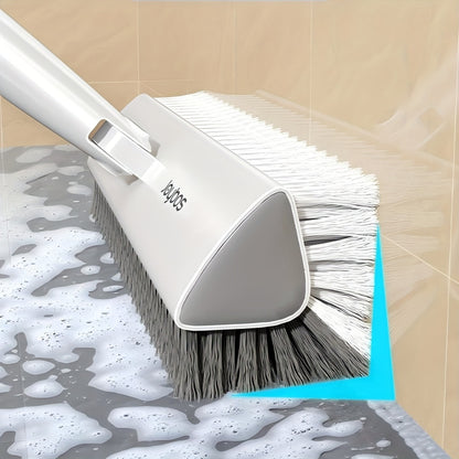 Multi-Surface Scrub Brush with Swivel Head - V-Shaped Dual-Sided Adjustable Handle for Floor, Shower, Carpet, and Wall Cleaning - Medium Firmness, Non-Electric