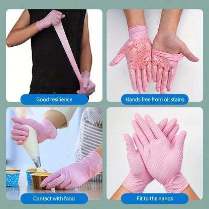 100pc Disposable Nitrile Gloves: 3-Mil Latex-Free for Tattoo, Nail, Hair Salon and Cleaning Use