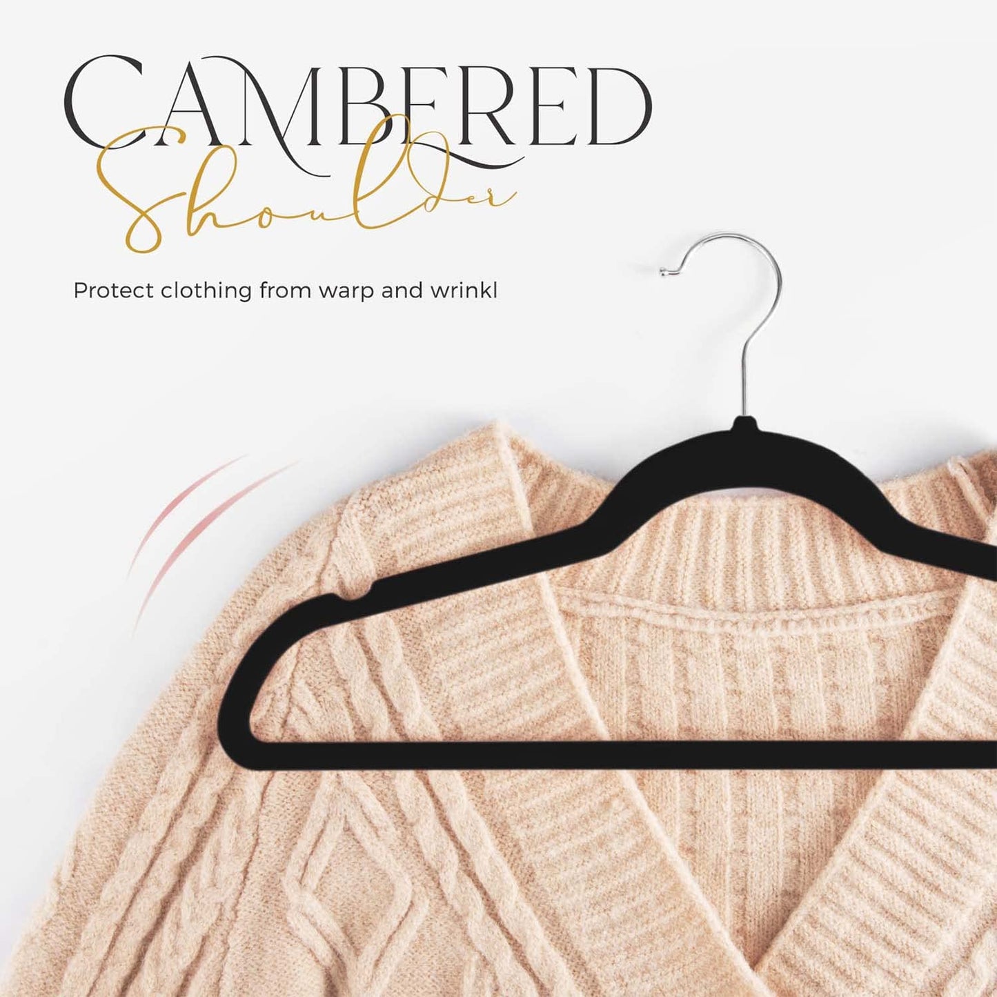 20/30/60 Pack Velvet Hangers - Premium Non-Slip Felt Hangers with Sturdy Black/White Finish - Heavy Duty Coat and Suit Hangers with Space-Saving 360° Rotating Rose Gold/Galvanized Metal Hook