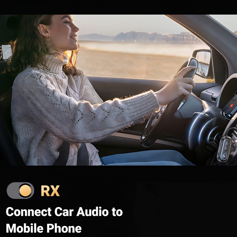 Wireless Music Streaming Adapter - Low Latency Car Mount Receiver and Audio Transmitter - Universal Compatibility for TV, Computer, Airplane, Home Speaker - Easy Setup, Compact Design