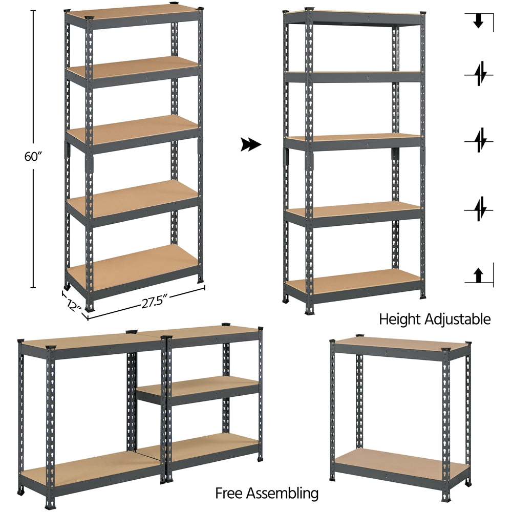 Costoffs 5-Tier Boltless Utility Shelves – 60in Multi-Tier Storage Rack for Warehouse, Store, and Home Organization