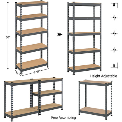 Costoffs 5-Tier Boltless Utility Shelves – 60in Multi-Tier Storage Rack for Warehouse, Store, and Home Organization