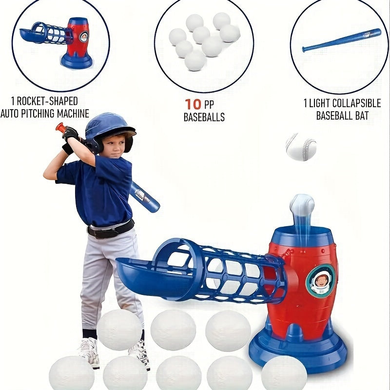 Fully Automatic Kids Pitching Machine T-Ball Set – Includes Bat and 10 Balls, Ideal for Ages 3-12, Youth Baseball Training, Perfect Gift for Birthday, Halloween, Christmas