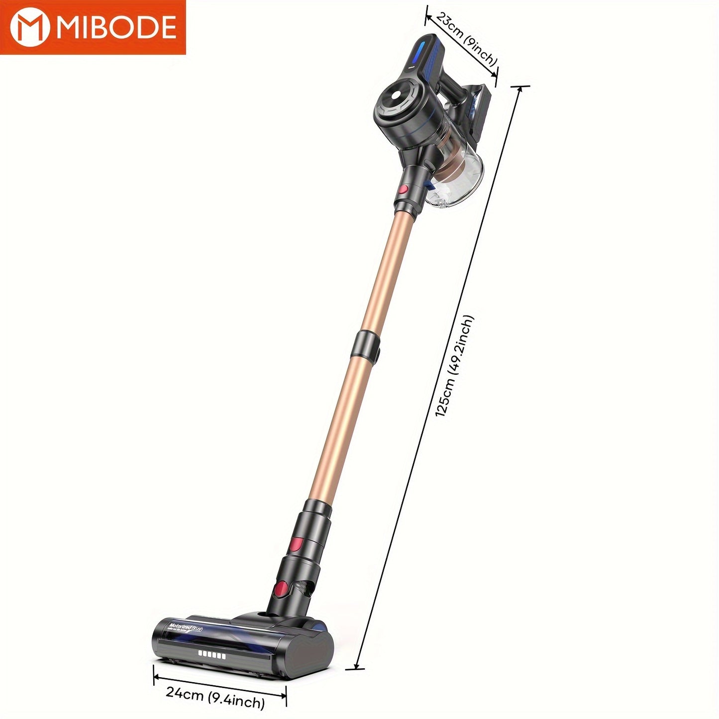 MIBODE Cordless Vacuum Cleaner - 26Kpa Powerful Stick Vacuum, 45min Runtime, Anti-Tangle, Rechargeable Wireless, 50.72oz Dust Cup, For Hardwood Floors, Carpet and Pet Hair