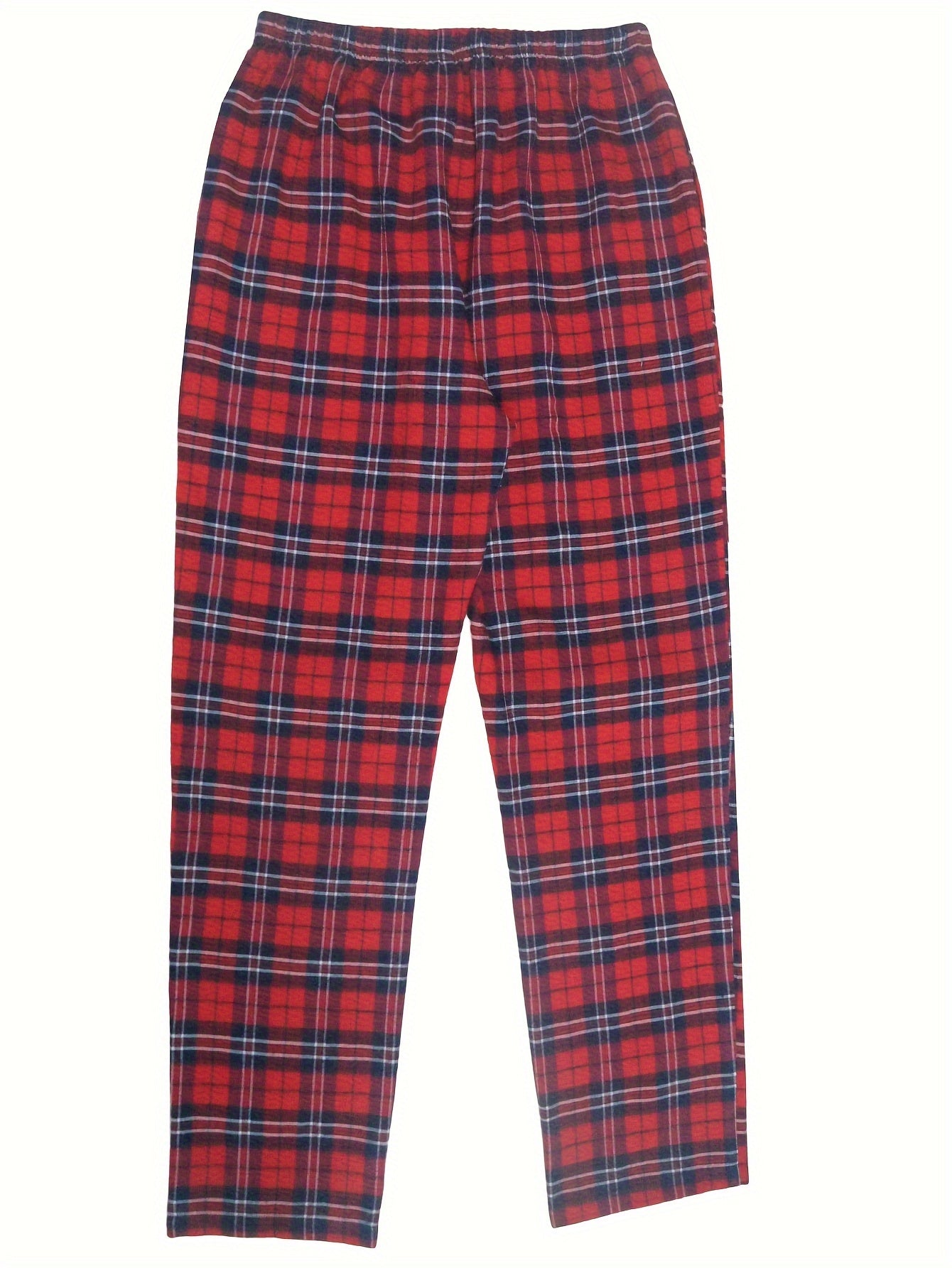 3 Pack Men's Plaid Drawstring Pants - Casual Polyester with Elastic Waistband, Side Pockets, Regular Fit, Woven Fabric, All-Season Home Wear