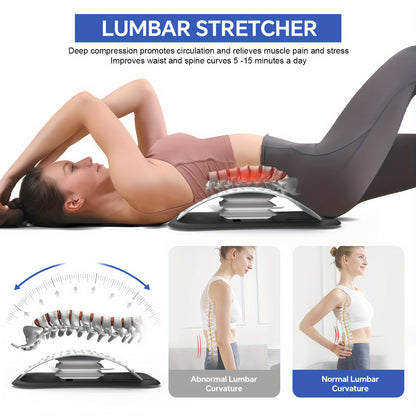 AISZG Back Stretcher and Massager for Pain Relief - Lumbar Traction Device for Sciatica and Fibromyalgia Support - No Battery, Flexibility Enhancer