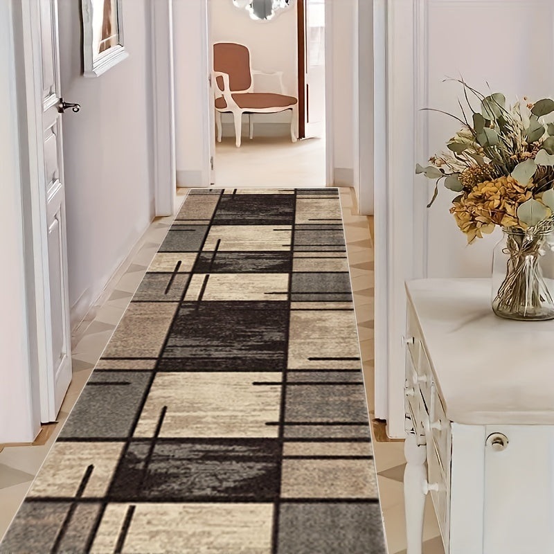 Geometric Absorbent Non-Slip Rugs – Stain-Resistant, Waterproof Long Strip Floor Mat, Nordic Corridor Carpet, Anti-Skid Foyer and Hallway Rug, Modern Home Decor