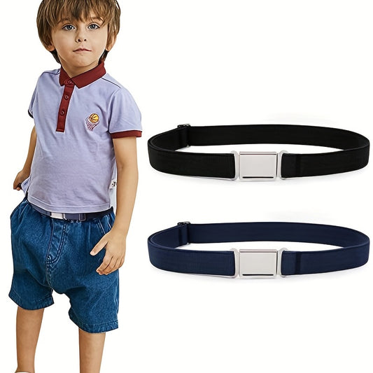 2pcs Boys Adjustable Belt with Magnetic Buckle - Kids' Belts for Comfort and Convenience