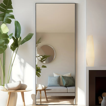 Large Standing Full Body Mirror – 59"x16" and 64"x21" Options – Shatter-Proof Glass with Aluminum Alloy Frame, Floor Standing & Wall Mountable – Ideal for Bedroom, Living Room, Cloakroom