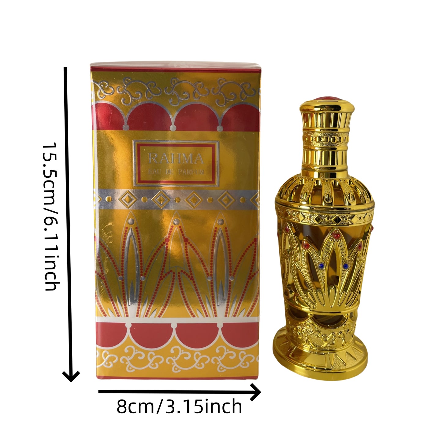 Luxurious Golden-Tone Dubai Perfume for Her - 3.04oz with Musk and Woody Notes, Long-Lasting Fragrance, Ideal Gift