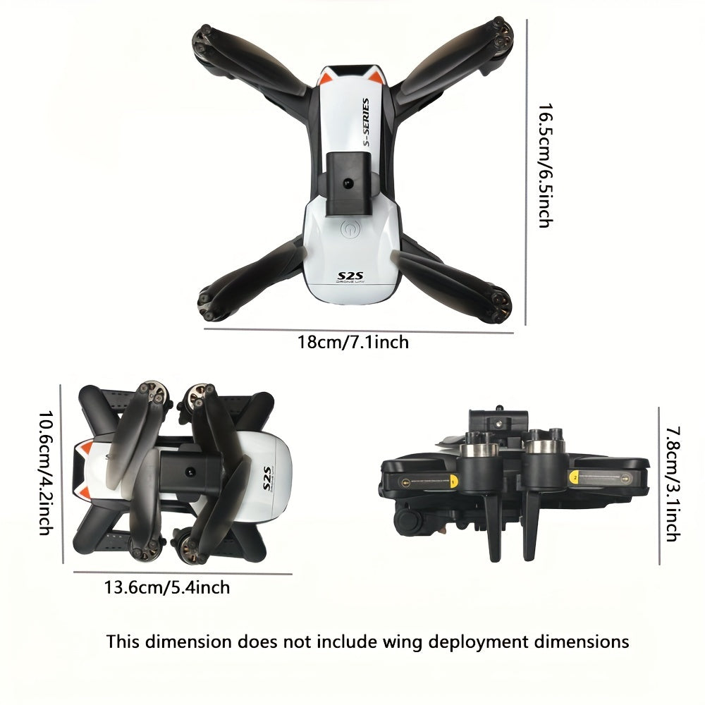 S2S Long Endurance Drone – Dual Batteries, Dual Camera, WiFi FPV, Folding Quadcopter with Height Maintenance – Remote Control or Mobile Operation – Ideal Beginner Gift, Outdoor Aerial Vehicle