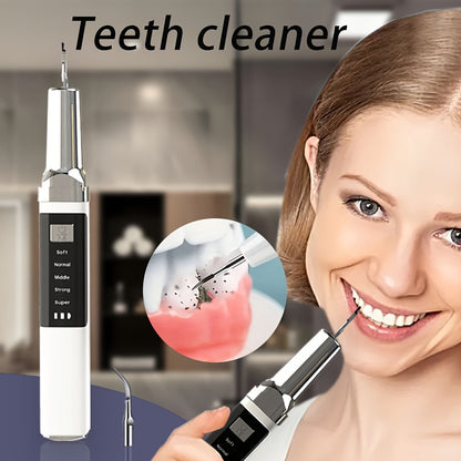 Rechargeable Electric Tooth Cleaner - 5 Speed Modes, USB Charging, Mirror and 2 Interchangeable Cleaning Tools with LED Light for Stain and Tartar Removal