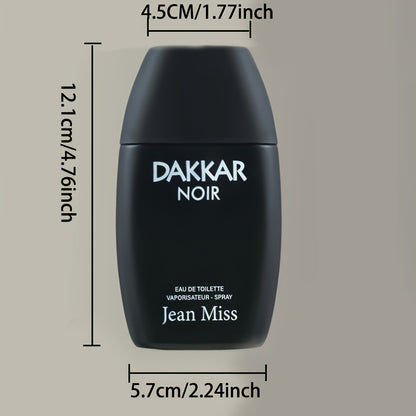 Dakkar Noir Eau de Toilette for Men - 3.4 fl oz Musk and Woody Scent, Alcohol-Based with 5-15% Concentration - Ideal for Dates and Parties, Formaldehyde-Free