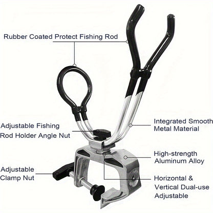 Universal Boat Fishing Rod Holder – 360° Adjustable, Secure Clamp-On Design for Dock, Pontoon and Canoe – Ideal Fishing Pole Support for Boating Adventures