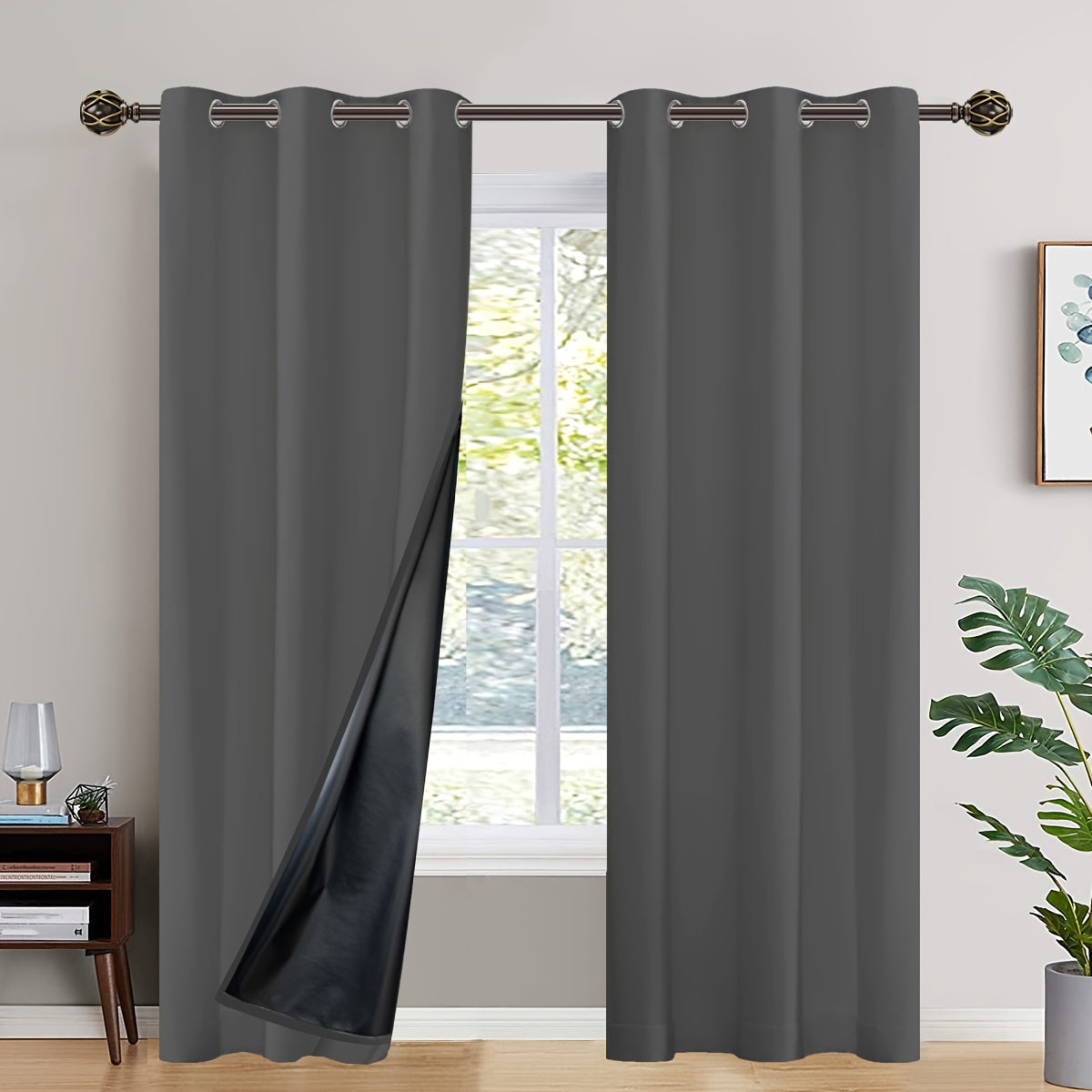 2 Panels Blackout Curtains with Heat Insulation - Versatile Home Decor for Living Room, Bedroom, Kitchen, and Bathroom