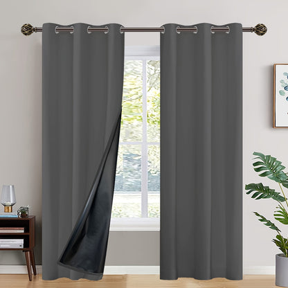 2 Panels Blackout Curtains with Heat Insulation - Versatile Home Decor for Living Room, Bedroom, Kitchen, and Bathroom