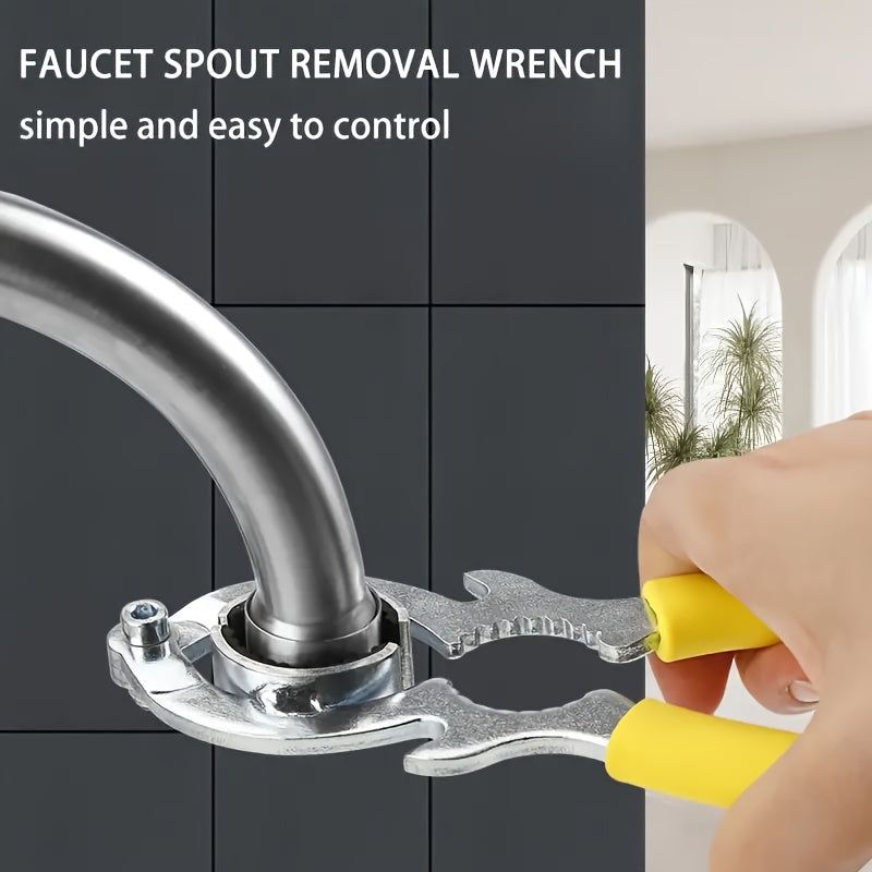 Versatile Stainless Steel Faucet and Sink Spout Wrench – Non-Slip Grip for Disassembly, Aerator Removal and Strainer Loosening – Essential Home Repair Tool