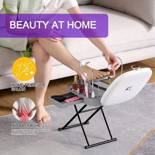 Adjustable Pedicure Stool for Home Use - Perfect Birthday Gift for Mom from Daughter, Son, Kids - Foot Rest and Pedicure Tools