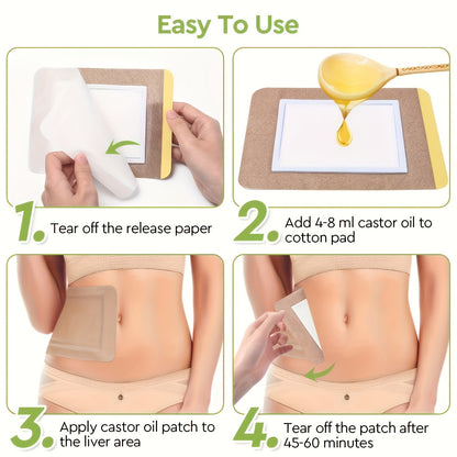 Easy-Apply Castor Oil Patches – Skin-Tone, Leak-Proof, Portable, Medium Size, No Wash Needed – Ideal for Personal Care (Oil Not Included)