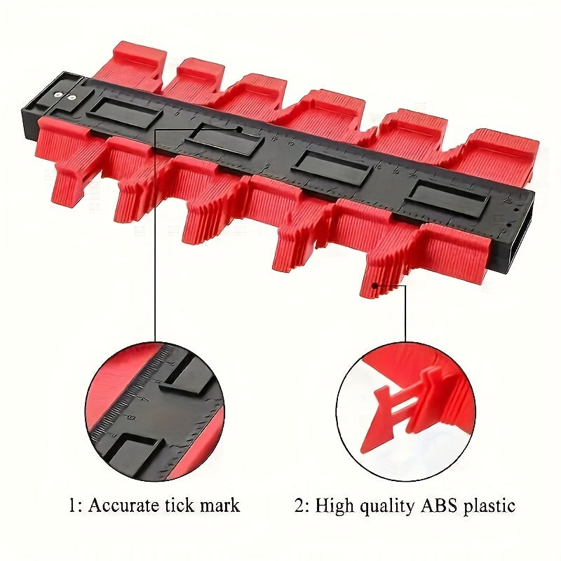 Digital Contour Gauge with Lock – 2 Pack Adjustable Precision Profile Shape Tool, Plastic Edge Ruler for Corners, Woodworking, Carpet, Tiles and Laminate