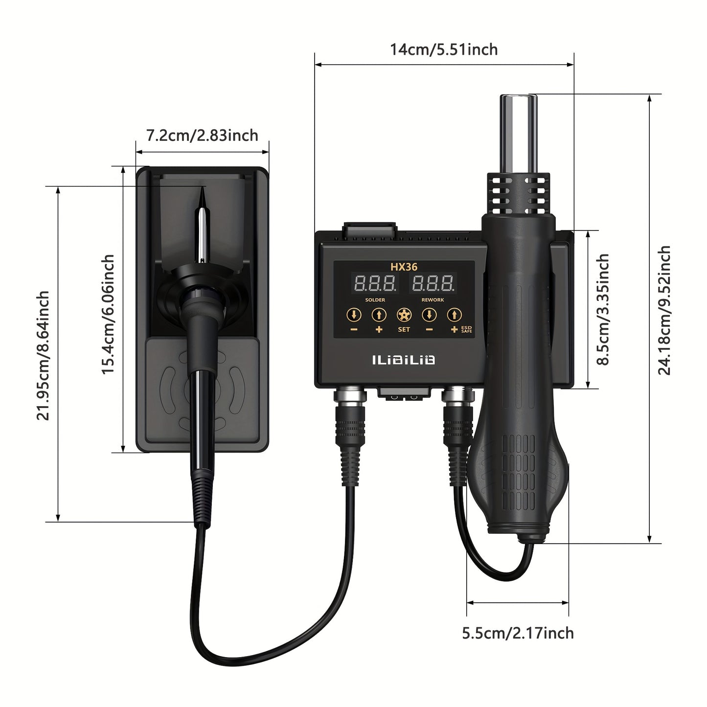 600W Digital Soldering Station Kit by ILibILib – Includes Solder Iron and Hot Air Gun Rework Tool