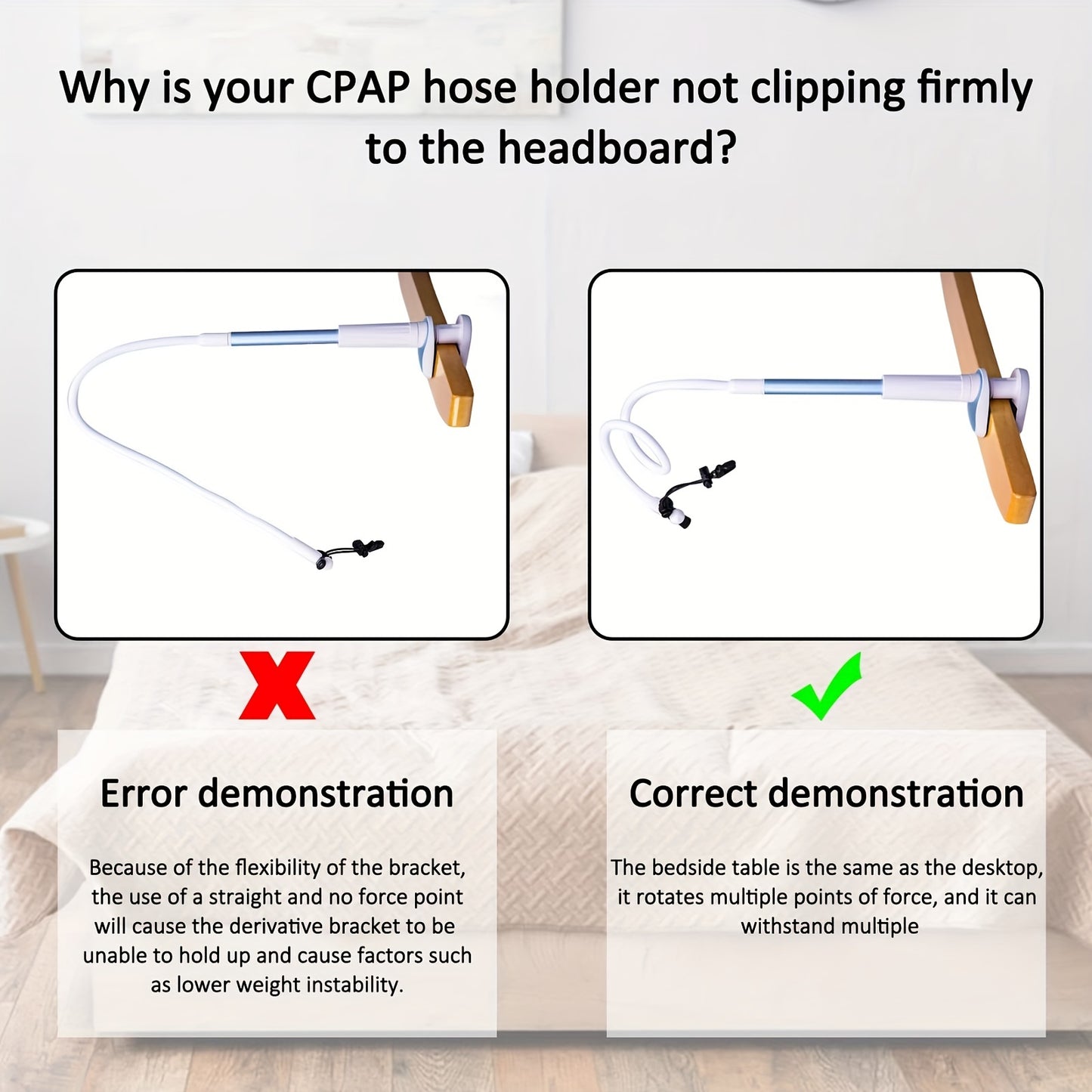 CPAP Hose Holder – Prevent Tangling and Blockage with Bed Hanger, Keeps Hose Up and Away for Better Sleep