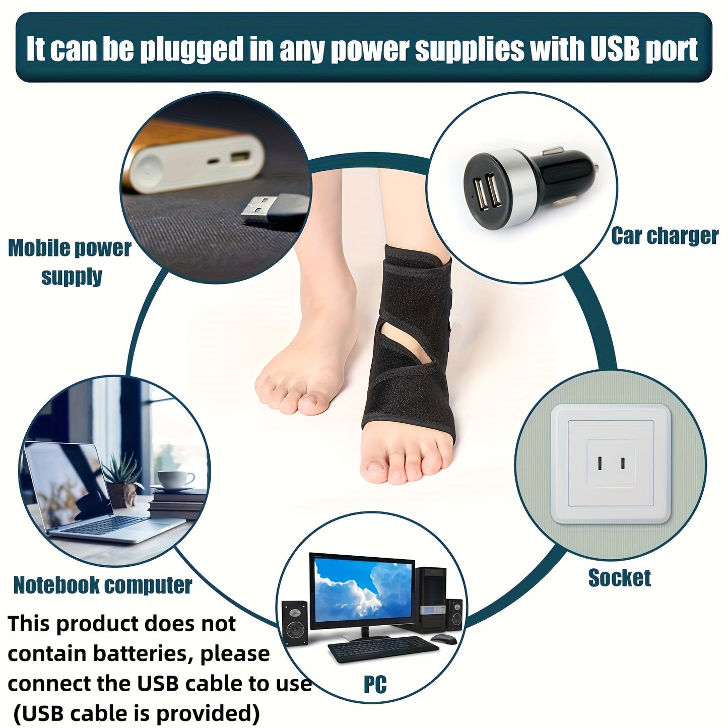 Heated Achilles Tendonitis Foot Ankle Wrap - Moist Heat Pad with 3-Level Controller for Injuries, Strains, and Torn Tendons