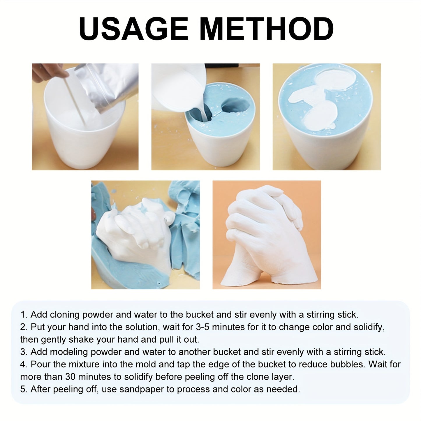 Couple Hand Models Kit - DIY 3D Hand and Foot Cloned Powder for Baby, Toddler, Valentine's Day, Halloween and Christmas Gifts, Create Personalized Memories