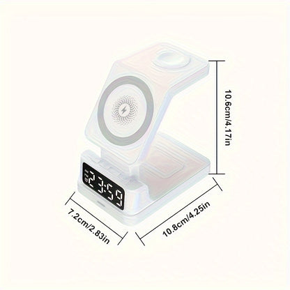 Four in One Magnetic Wireless Charger with Digital Display - High-Efficiency Charging for Multiple Devices